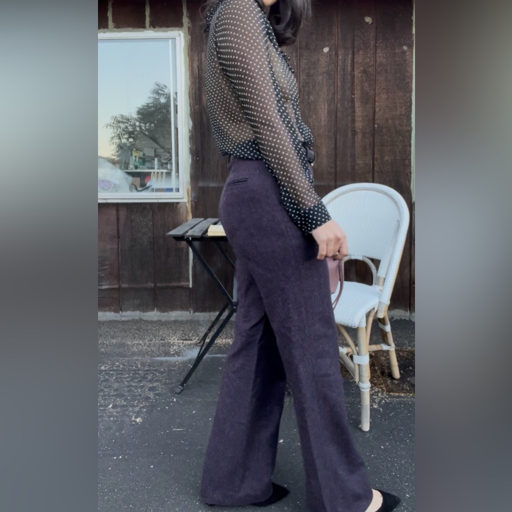 Purple Boot Cut Wool Pants